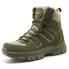 Men's High Top Lace-up Tactical Boots, Anti-skid Wear-resistant Training Boots For Outdoor Adventure