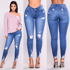 College cowboy Jeans high-waisted Elastic force Slim pencil Feet Pencil Pants