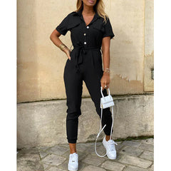 Bodysuit Women Rompers Jumpsuits hot style leisure lapel printing belt tooling jumpsuits Women Jumpsuit streetwear CK