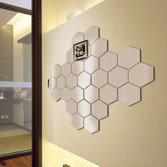 12Pcs 3D Hexagon Mirror Wall Sticker