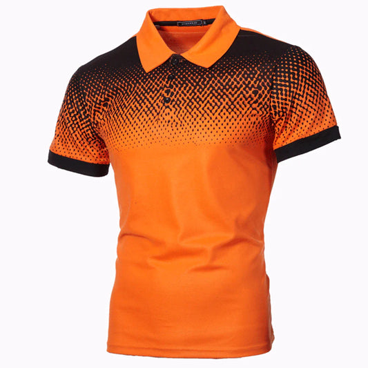 Men's Polo Shirt with Lapel Fitting and Print Gradient