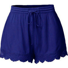 Women's Sweat Shorts with Lace and Rope Tie