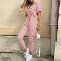 Bodysuit Women Rompers Jumpsuits hot style leisure lapel printing belt tooling jumpsuits Women Jumpsuit streetwear CK