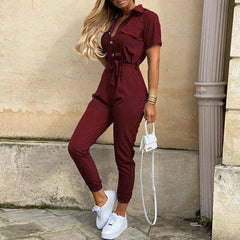 Bodysuit Women Rompers Jumpsuits hot style leisure lapel printing belt tooling jumpsuits Women Jumpsuit streetwear CK