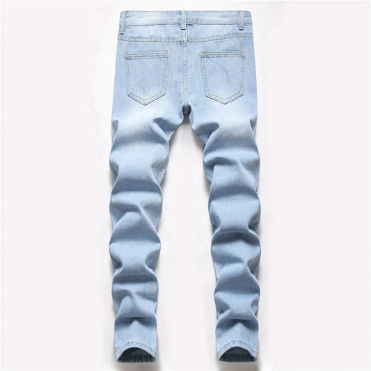 Cowboy Boys' Straight-Leg Distressed Jeans with Washed Finish and No Stretch