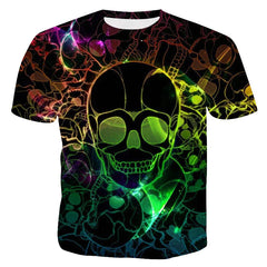 Men's Halloween Summer Slim-fit Skeleton Printing Short Sleeve Stylish T Shirt