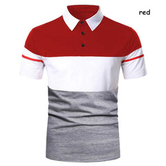 Urban Fashion Business Three Spell Color Men's Lapel Short-sleeved Polo Shirt Slim