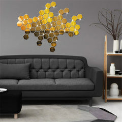 12Pcs 3D Hexagon Mirror Wall Sticker