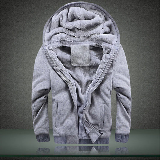 Men's Casual Winter Thickened Warm Hooded Fleece Jacket