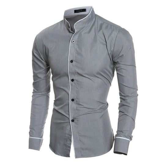 Men's Long Sleeve Stand Collar Dress Shirt