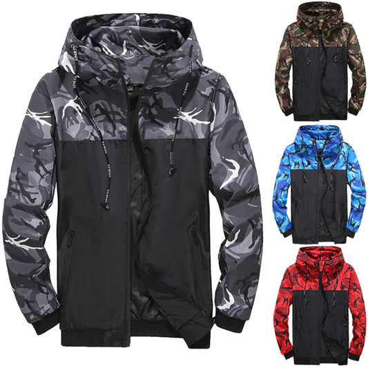 Fashion Men Jacket Spring Autumn Casual Hooded Bomber Jacket Male Camouflage Windbreaker Sportswear Men's Jacke Plus Size