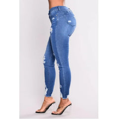 College cowboy Jeans high-waisted Elastic force Slim pencil Feet Pencil Pants