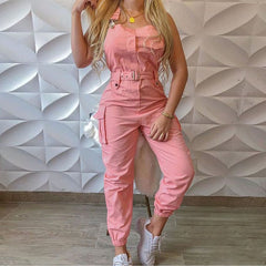 Women's Casual Cargo Overalls