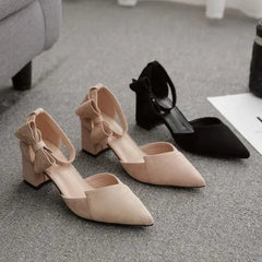 high heels pointed toe all-match fairy wind bow ladies shoes