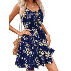 Women's Elegant Sleeveless Casual Printing Backless Mini Dress Plus Size Petite Dress