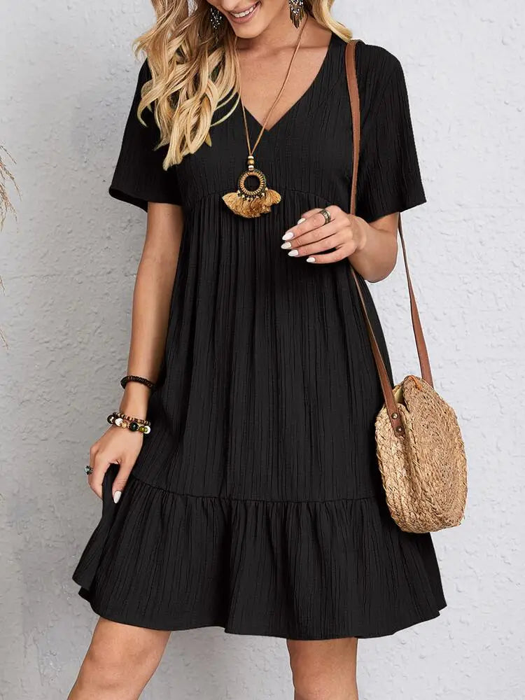 Women's Summer Loose Casual Short-sleeved Corset Elegant Dress