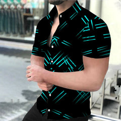 Summer Digital Print Flower Men Leisure Time Loose-fit Short-sleeved Shirt