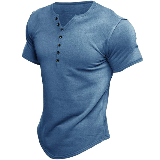 Henley T Shirts for Men Short Sleeve Casual Slim Fit V-Neck Button Summer Shirts Tops