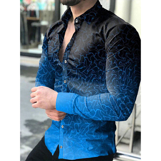 Loose Spring and Autumn Printing Black Shirt