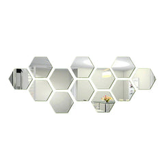 12Pcs 3D Hexagon Mirror Wall Sticker