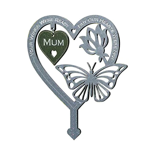 Memorial Stake - Heart Shaped Memorial Stake for Outdoors,Hanging Tag Garden Stakes Insert Cards Decor, Dad Mom Husband Gifts Outdoor for Patio Yard Law Weeyutix