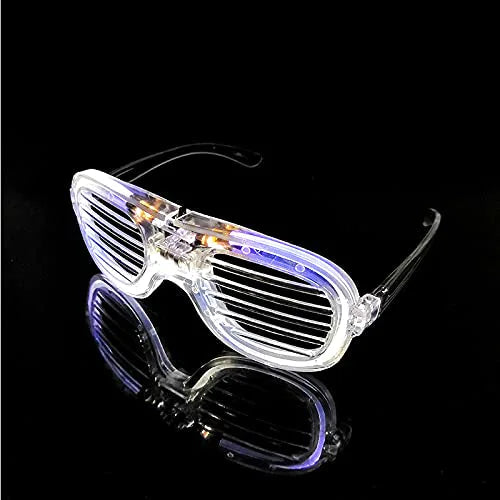 Kovina Flashing LED EL Wire Glasses 2 - Party Decorative Lighting Classic Gift Glow LED Light Up Party sunglasses (White)