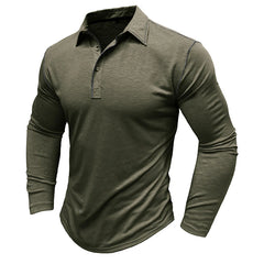 Men's Polyester Fiber Solid Color Long Sleeve Collage/Joining Winter Polo Shirt