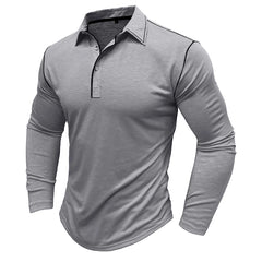 Men's Polyester Fiber Solid Color Long Sleeve Collage/Joining Winter Polo Shirt