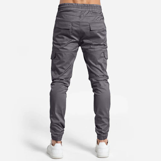 Men's Cotton Blend Cargo Pants with Drawstring Closure