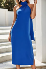 comfortable casual halterneck sleeveless midi dress