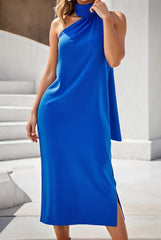 comfortable casual halterneck sleeveless midi dress