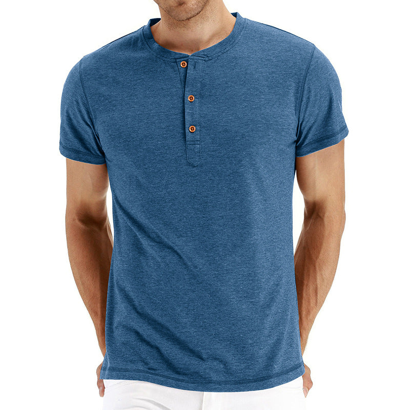 Solid color half-cardigan short-sleeved T-shirt