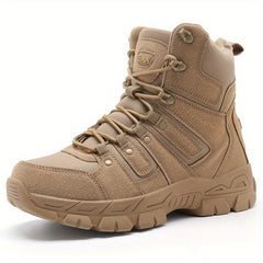 Men's High Top Lace-up Tactical Boots, Anti-skid Wear-resistant Training Boots For Outdoor Adventure