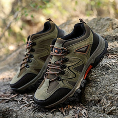 Men's Lace Up Platform Hiking Sneakers, Wear-resistant Non-Slip Outdoor Shoes For Climbing Hunting Trekking