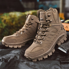 Durable and Comfy Men's High Top Hiking Shoes with Side Zipper - Perfect for Outdoor Activities