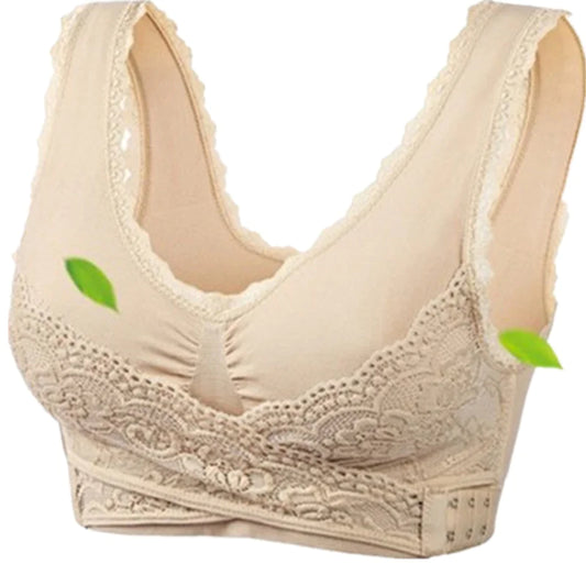 Reggiseno sportivo in pizzo con fibbia laterale incrociata senza fili