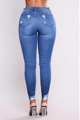 College cowboy Jeans high-waisted Elastic force Slim pencil Feet Pencil Pants