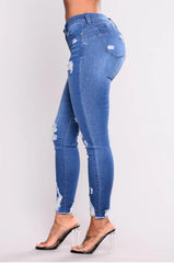 College cowboy Jeans high-waisted Elastic force Slim pencil Feet Pencil Pants