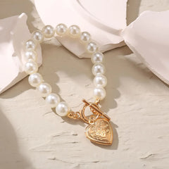 Pearl Necklace Retro Simple Female Ladies Sweetheart Pendant Suit