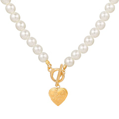 Pearl Necklace Retro Simple Female Ladies Sweetheart Pendant Suit