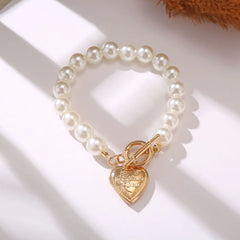 Pearl Necklace Retro Simple Female Ladies Sweetheart Pendant Suit