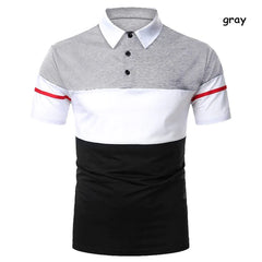 Urban Fashion Business Three Spell Color Men's Lapel Short-sleeved Polo Shirt Slim