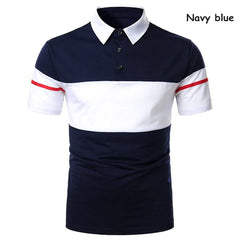 Urban Fashion Business Three Spell Color Men's Lapel Short-sleeved Polo Shirt Slim