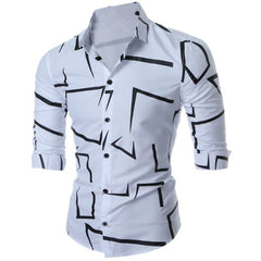 Herren-Freizeithemd aus Polyesterfaser mit Umlegekragen und voller Ärmellänge 