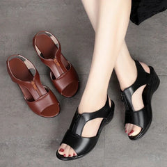 Women's Comfortable Soft Bottom Summer Fashion Middle-aged Wedge Sandals