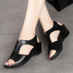 Women's Comfortable Soft Bottom Summer Fashion Middle-aged Wedge Sandals