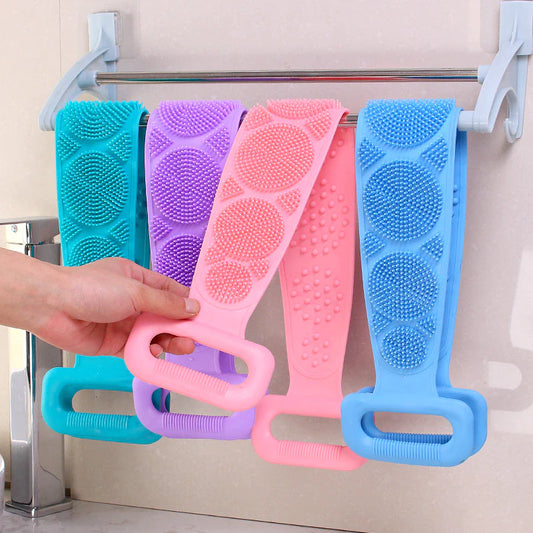 Brush for back massage bath with silicone bath towel