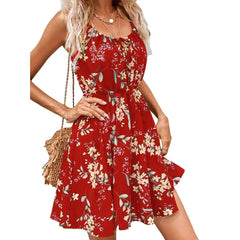 Women's Elegant Sleeveless Casual Printing Backless Mini Dress Plus Size Petite Dress