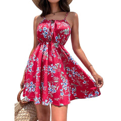 Women's Elegant Sleeveless Casual Printing Backless Mini Dress Plus Size Petite Dress