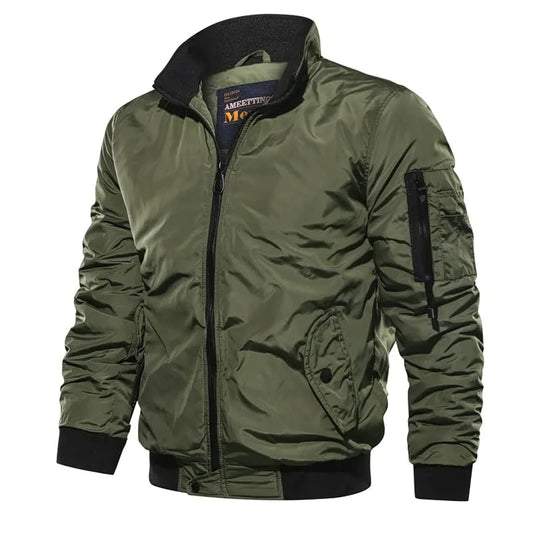 Men's Autumn Pure Color Casual Padded Woven Jacket